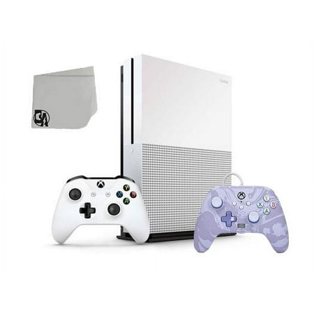 Microsoft 234-00051 Xbox One S White 1TB Gaming Console with Lavender Swirl Controller Included BOLT AXTION Bundle Used
