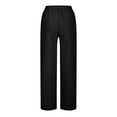 thumbnail image 4 of Posijego Womens Linen Pants Lightweight Casual Wide Leg Elastic Waist Lounge Pants for Women with Pockets, 4 of 6