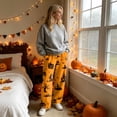 thumbnail image 4 of Trgacdwlo Halloween Fuzzy Pajama Pants Spooky Season Wide Leg Womens Fleece Pajama Pants Elastic Waist Winter Cozy Warm Womens Lounge Pants, 4 of 6