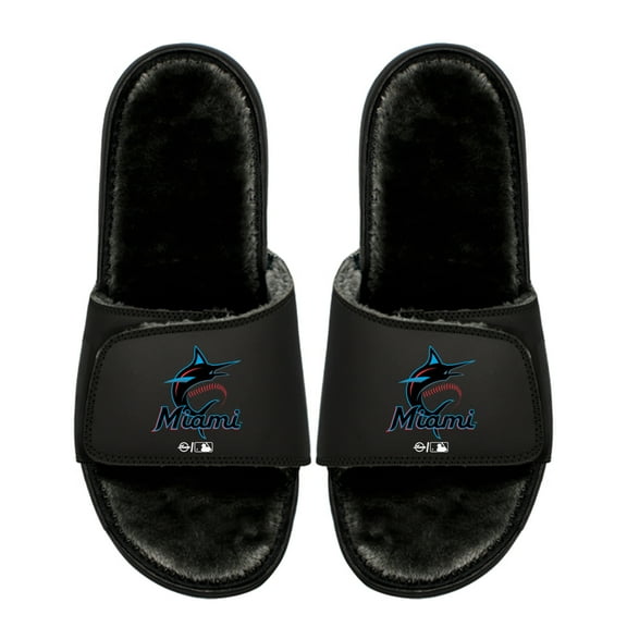 Unisex ISlide Miami Marlins Logo Fur Slide Sandals