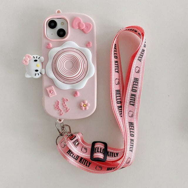 Sanrio Hello Kitty Pink Butterfly Style Phone Case For Iphone 11 12 13 14 Pro Max Cartoon Phone Holder Silicone Soft Shell Cover ZR