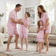 thumbnail image 3 of Nibbcoa Family Matching Pajamas Summer Solid Colors Short Sleeves Shirt and Elastic Loungewear, 3 of 5