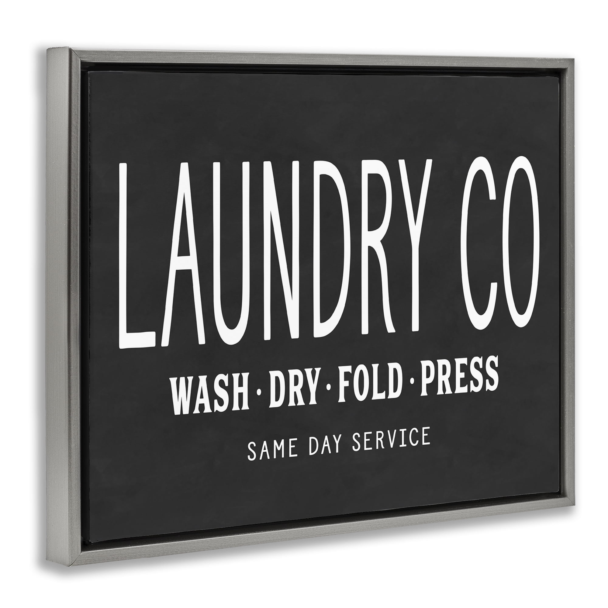 Stupell Industries Laundry Essentials Chalkboard Bath & Laundry Painting Gray Floater Framed Canvas Art Print Wall Art, 31 x 25