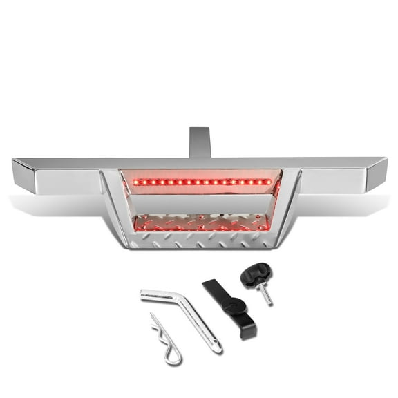 DNA Motoring HITST-2-333-SS-T1 Universal fits Vehicle 2" Receiver Trailer Tow Towing Hitch Step Bar w/LED Brake Light (Stainless Steel) Fits select: 1990-2017 FORD F150, 1999-2017 CHEVROLET SILVERADO