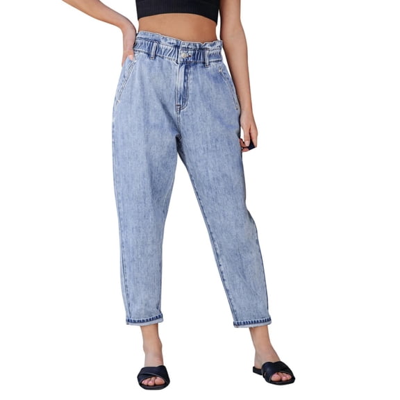 JJHGVB Wide Leg Jeans palazzo pants Vintage Jeans Jeans for Women Wide Leg Jeans for Women Casual Lounge Classic Straight Denim Jeans Summer Jumpsuit High Waisted Denim Pants Blue L