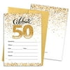 White and Gold 50th Party Invitations with Envelopes, 25 Count