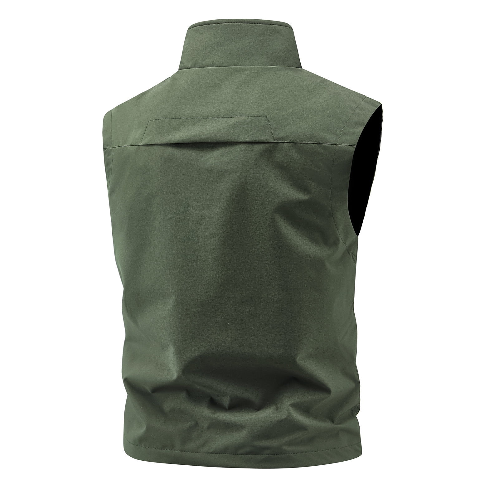 Men's Windproof Lightweight Golf Vest Outerwear with Zipper Pockets Softshell Sleeveless Jacket for Running Hiking Sports Big and Tall Size M-5XL Green