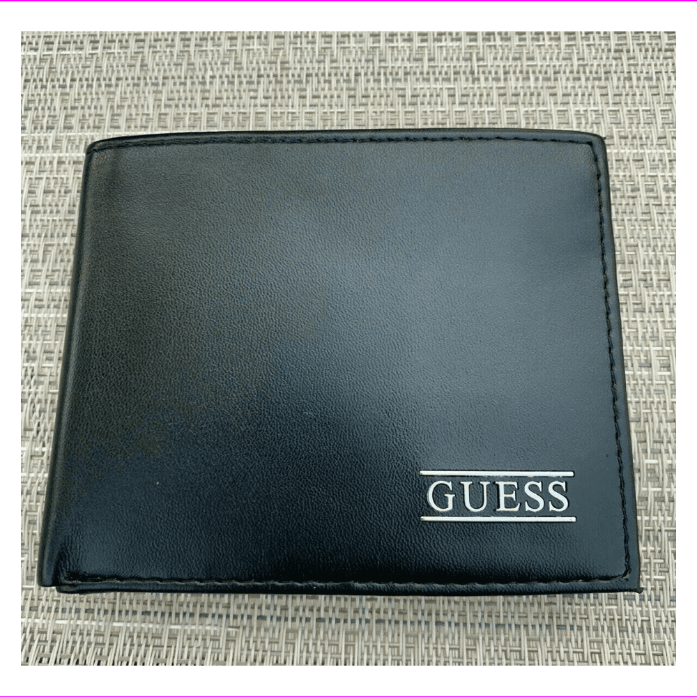 Guess Men's Genuine Leather Passcase Wallet with Valet RFID Protection