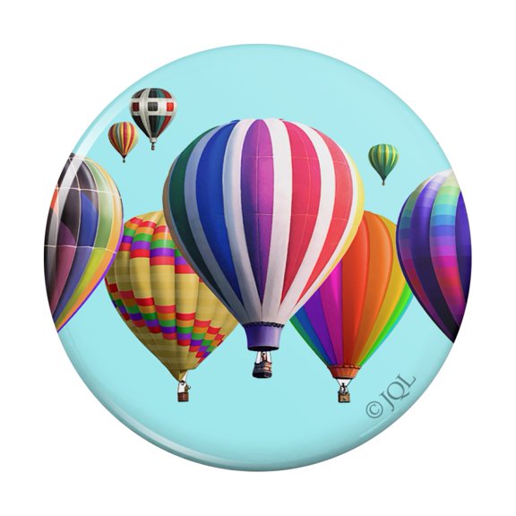 Hot Air Balloons Lined Up Pinback Button Pin