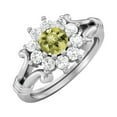 thumbnail image 1 of 4.5MM Forme Ronde Citron Quartz 925 Sterling Silver Cluster Femmes Bague de Fiançailles, 1 of 3