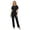 Black, variant on Women's Short Sleeve Belted Jumpsuit, Round Neck Tie Waist Wide Leg One Piece Outfit, Casual Summer Jumpsuits for Daily Wear, Vacation & Beach(Navy/S)