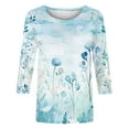 thumbnail image 4 of QUINDOS 3/4 Sleeve Womens Tops White Floral Crew Neck T-Shirts Ladies Shirts and Tops, 4 of 4