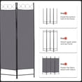 thumbnail image 2 of YRLLENSDAN 4 Panel Room Divider 6FT Steel Frame Screen Folding Privacy Divider Freestanding Partition for Home Office Bedroom (Grey), 2 of 8