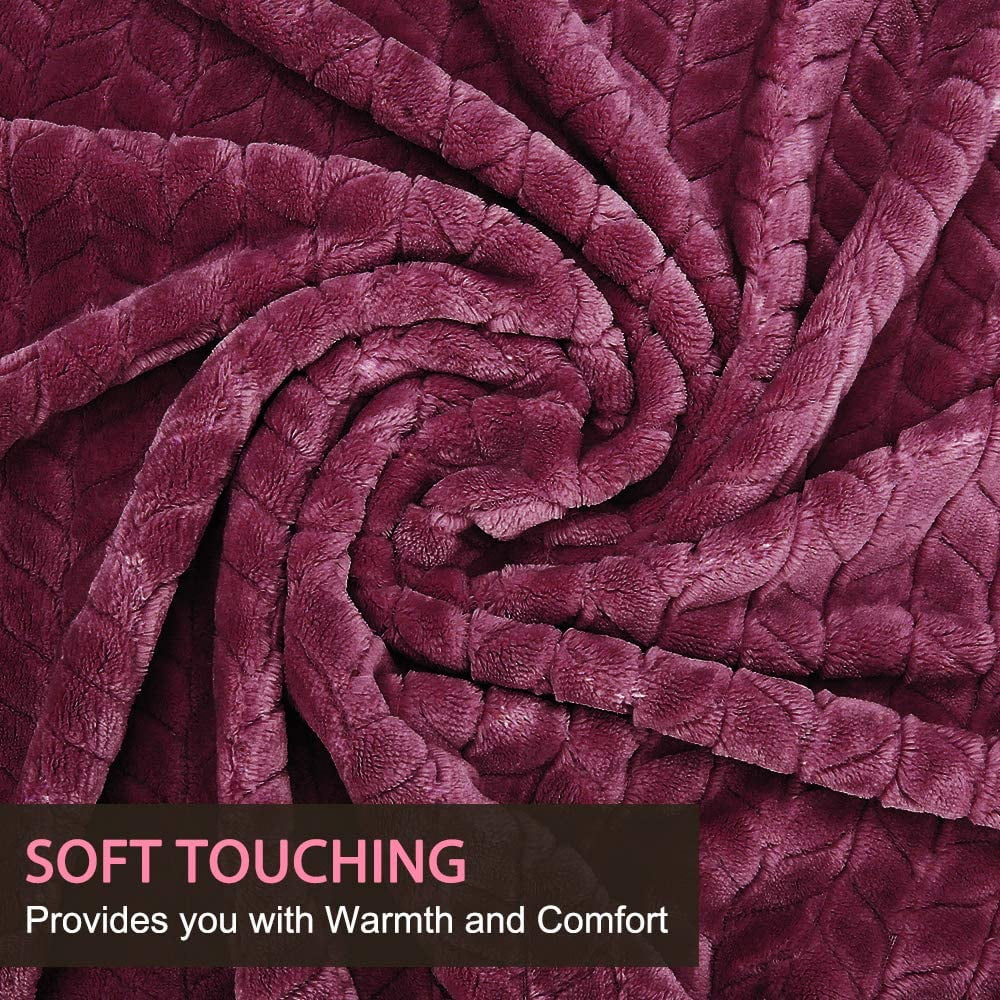 Flannel Sherpa Blanket Throw Burgundy Red Home Blanket Fluffy Thick Blanket Warm Bed Throws for Sofa Exquisite Comfortable Plum Pattern Thicken Burgundy Red Flannel Fleece Blanket 150x200CM Walmart
