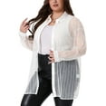 thumbnail image 4 of Agnes Orinda Women's Plus Size Shirt Mesh Sheer Long Sleeve Button Down See Through Tops Blouses 2X White, 4 of 7