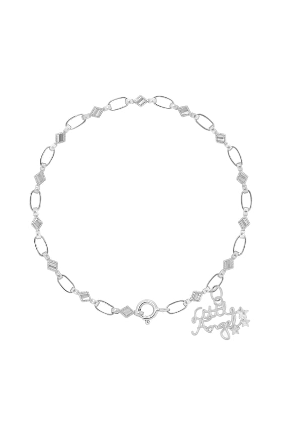Retro Link Kids Sterling Silver, Little Angel Charm, Baby Child Infant Bracelet, Kite Chain, 5.5"-6"