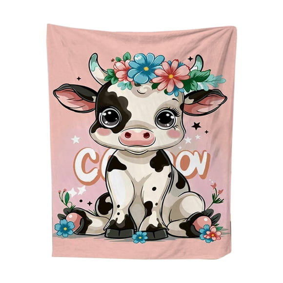 SIYTUAU Cute Cow Print Blanket Gift Fuzzy Cozy Soft Lightweight For Couch Air Conditioning Quilt Decor Flannel Throw 39X59 Inches 100% Polyester