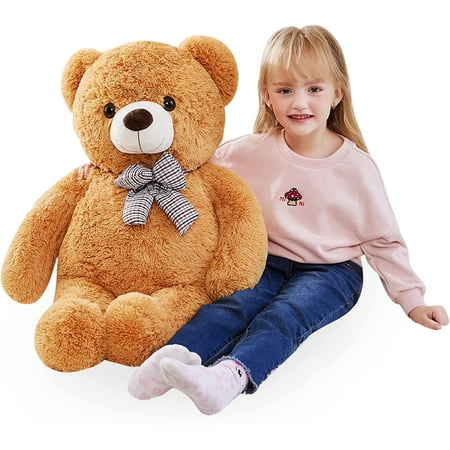 IKASA Giant Teddy Bear Stuffed Animal Plush Toy,Large Jumbo 30" Brown Huge Cute Soft Toys,Big Size Fluffy Plushy Fat Oversized Plushie,Gifts for Kids Girls Boys Girlfriend Children