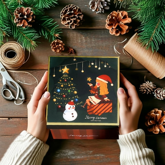 Meggemo Christmas Gift Boxes Empty with Handles Reusable Packaging for Presents Holiday Party Favors Storage Supplies