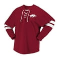 thumbnail image 2 of Unisex Spirit Jersey Cardinal Arkansas Razorbacks Lace-Up V-Neck Long Sleeve T-Shirt, 2 of 3