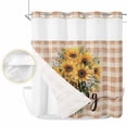 thumbnail image 2 of Sunflower No Hook Shower Curtain Waterproof, Bathroom Curtains with Snap in Liners and See Through Top Window, Brown Plaid Spring Floral Summer Botanical Hotel Style Bathtub Curtains Shower 66"Wx72"L, 2 of 8