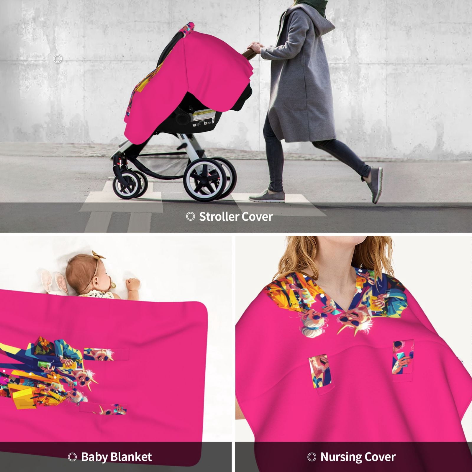 Car Seat Cover Baby - Hip Hop People No.126 Breathable Infant Car Seat Cover for Baby Carseat, Lightweight Comfort Baby Essentials Must Haves Newborn Stuff for Girl Boy