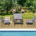 thumbnail image 1 of Gymax 4PCS Metal Outdoor Conversation Set Patio Furniture Set w/ Glass Table, 1 of 10