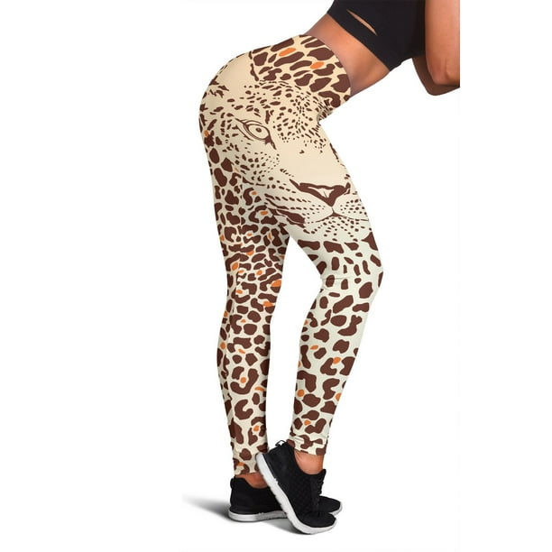 Leggings de mujer con estampado de cabeza de leopardo