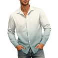 thumbnail image 2 of Button Up Shirt Men Big and Tall Lapel Collar Long Sleeve Shirts Gradient Print Regular Fit Beach Vacation Casual Tops, 2 of 5