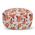 thumbnail image 1 of Hawaii Pouf Cover with Zipper, Abstract Aloha State Floral Pattern Hibiscus Spring Holiday Theme Design, Soft Decorative Fabric Unstuffed Case, 30" W X 17.3" L, Orange Ruby Dark Taupe, by Ambesonne, 1 of 5