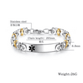 thumbnail image 2 of Stainless Steel Gold Silver Tone Personalized Medical Alert ID Byzantine Bracelet with Lobster Claw Diseases Allergic Awareness Identification Jewelry for Women Men,8.06inch, with Aid Bag, 2 of 7