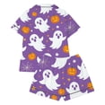 thumbnail image 5 of Weebloom Teen Girls Halloween Pajamas Cute Graphic Short Sleeve Button Up Shirts And Shorts Summer Fall 2 Piece Set Pjs Jammies, 5 of 5