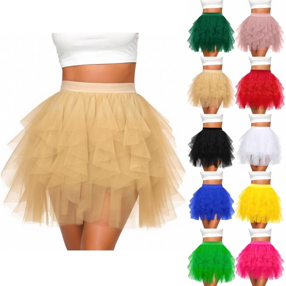 purcolt Womens Mesh Tutu Skirts A-line Elastic Waist Mini Skirts Tulle Skirt for Cocktail Party Ballet