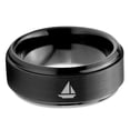thumbnail image 2 of Tungsten Sail Cruiser Speed Boat 2d Art Band Ring 8mm Men Women Comfort Fit Black Step Bevel Edge Brushed Polished, 2 of 4
