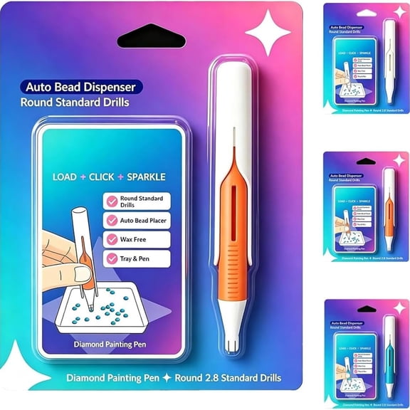 Automatic Diamond Painting Bead Dispenser, No Wax Needed Art Pen, Diamond Art Tool, DIY Crafts, For Adults, No Wax Required, Accessories Kit (Orange)