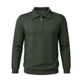 thumbnail image 7 of Ceisia Men Cable Knit Quarter Zip Collar Pullover Sweater Slim Fit Long Sleeve Casual Daily Business Knitted Polo Top Army Green XL Gift, 7 of 7