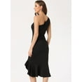 thumbnail image 4 of Unique Bargains Women's One Shoulder Sleeveless Ruched Party Fishtail Midi Dresses XL Black, 4 of 6