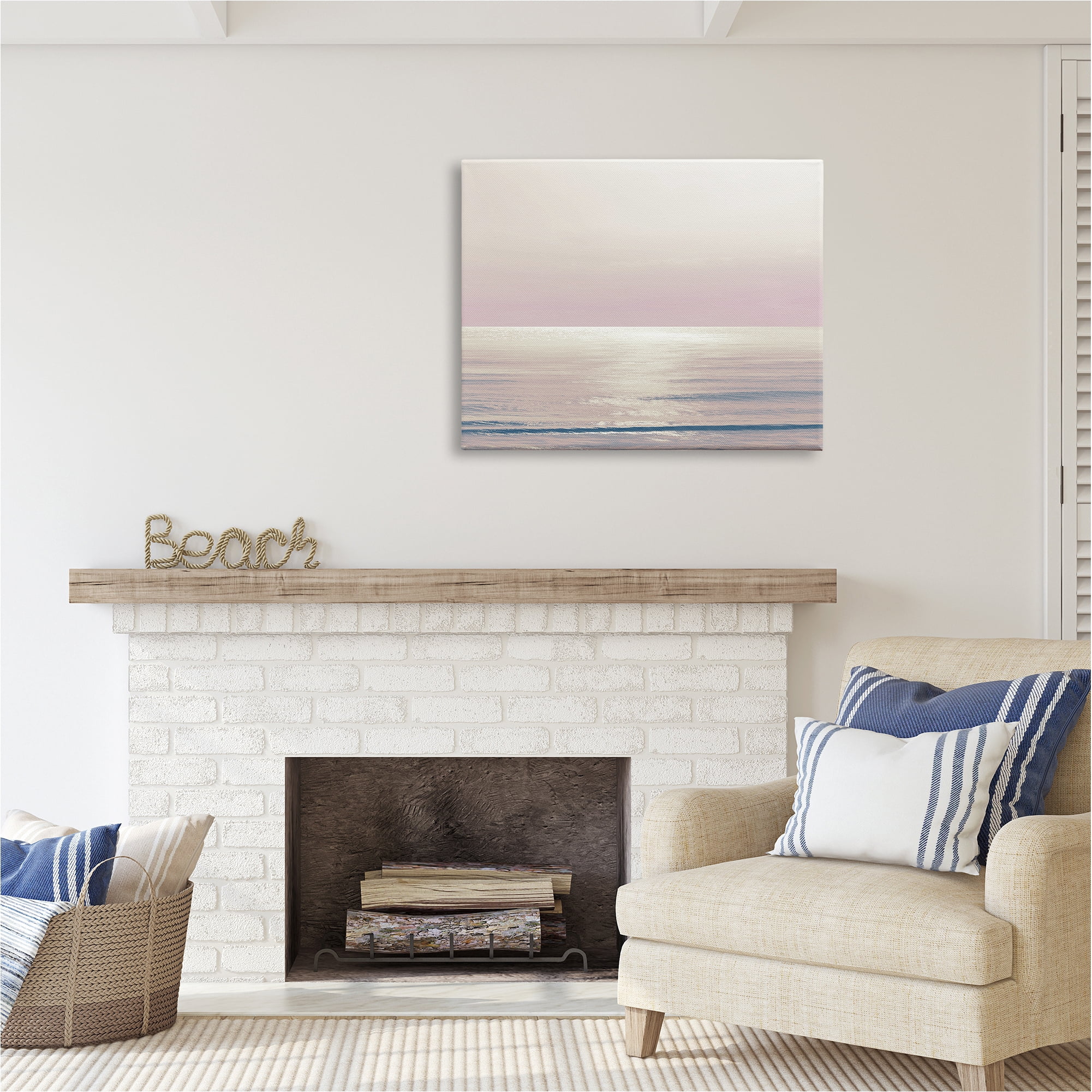 Stupell Industries Pastel Ocean Horizon Landscape Photography Gallery Wrapped Canvas Art Print Wall Art, 40 x 30