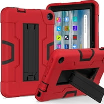 Dteck for Amazon All-New Kindle Fire 7 Tablet Case 12th Gen 2022 Release Rugged Hands-Free Viewing Stand Armor Pretective Shell Case Cover for Fire 7 Kids Tablet 7" 2022 Latest Model, Red Black