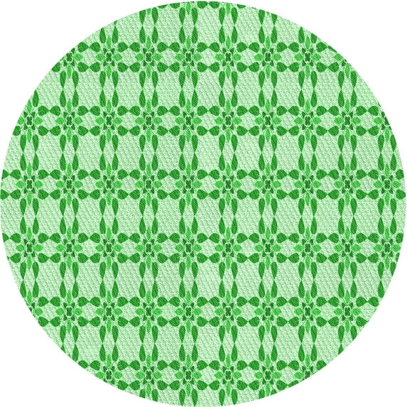 Ahgly Company Indoor Round Patterned Jade Green Area Rugs, 3' Round