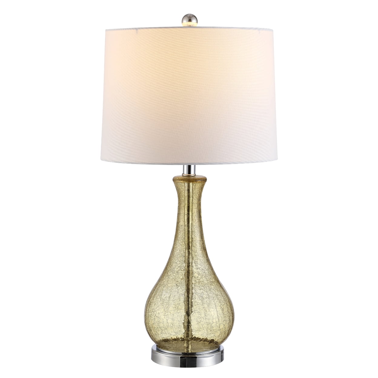 Safavieh Finnley 16 in 1-Light Contemporary Chrome Finish Table Lamp with Clear Glass Off White Transitional Shades