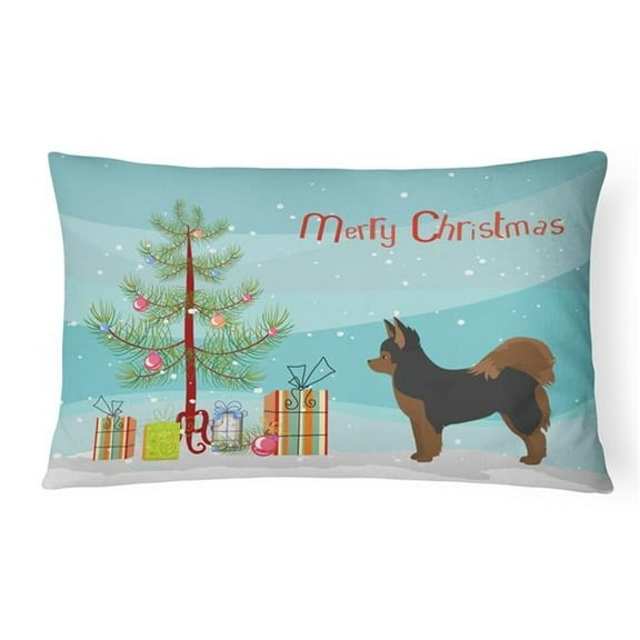 Black & Tan Pomchi Christmas Tree Canvas Fabric Decorative Pillow