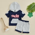 thumbnail image 2 of Okbabeha Baby Baseball Outfit Play Ball Hooded Sweatshirt and Shorts Game Day Outfit Toddler Boy Summer Clothes, 2 of 6