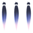 thumbnail image 4 of Ombre Blue Pink Hair Extensions, 26 Inch 3 Packs Braiding Hair Pre Stretched Purple Yaki Braiding Hair Synthetic Hair Colored Braiding Hair Crochet Hair, 4 of 4
