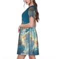 thumbnail image 2 of Fotbe Cute Angel Winged Rabbit Vestido Largo de Moda para Mujer, Vestido Tipo Camiseta con Manga Corta y Estilo Casual a Rayas y Bloques de Color, 2 of 6