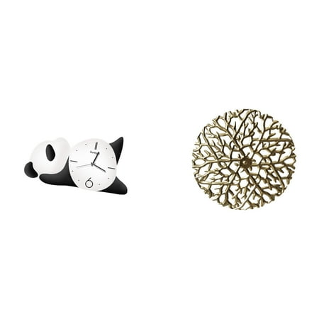 Wall Clock Panda Wall Hanging Decorative Leaf Design Sturdy Wrought Iron Art for Bedroom Office Home