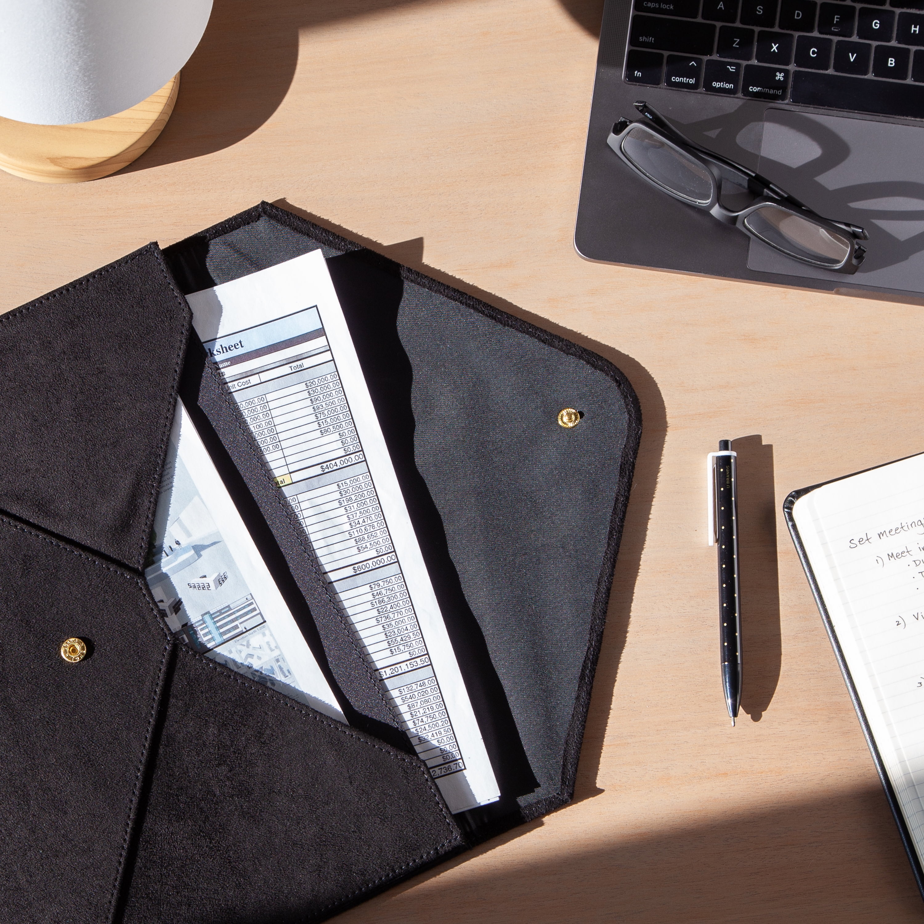 U Brands Suede Document Holder, 13 x 9.75 x 0.44 in., Black, 1 Count