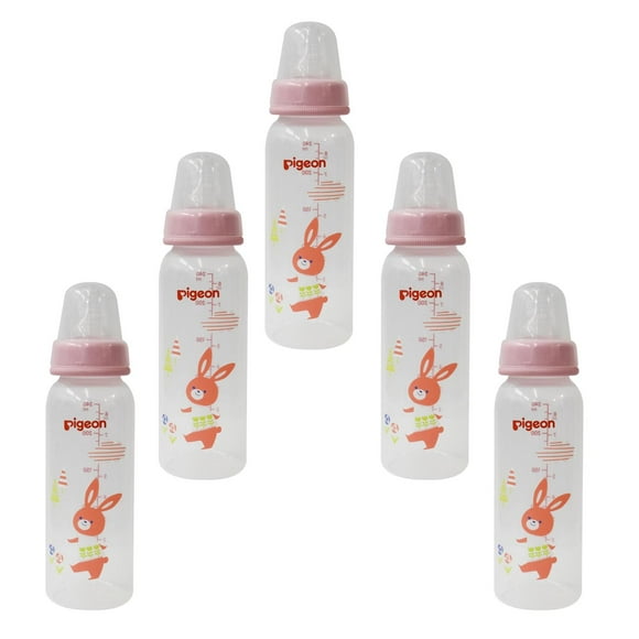 Pack 5 Biberones Pigeon Standard 240ml/8oz Diseño Conejo multicolor