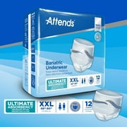 Attends Bariatric Underwear, Incontinence Underwear Heavy Absorbency, XXL, 12 Count