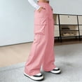 thumbnail image 4 of Hngshg Plus Size Cargo Pants for Women Drawstring Elastic Waist Solid Color Trendy Multi Pants Outdoors Wide Leg Pants with Pockets, 4 of 7